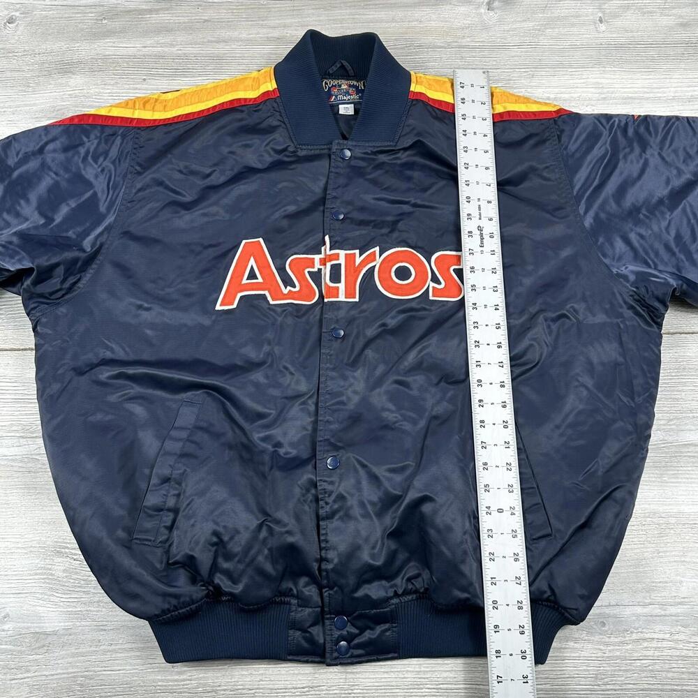 Houston Astros Satin Jacket Men 3XL Blue Red Striped Retro Majestic Cooperstown - Picture 8 of 10